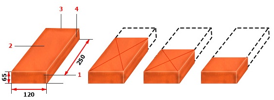 кирпич. 3/4, 1/2 и 1/4 кирпича