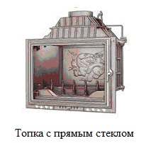 топка спрямым стеклом