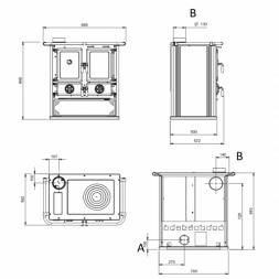 Печь La NORDICA Печь ROSETTA SINISTRA 16 STEEL NERO ANTRACITE (чёрный)